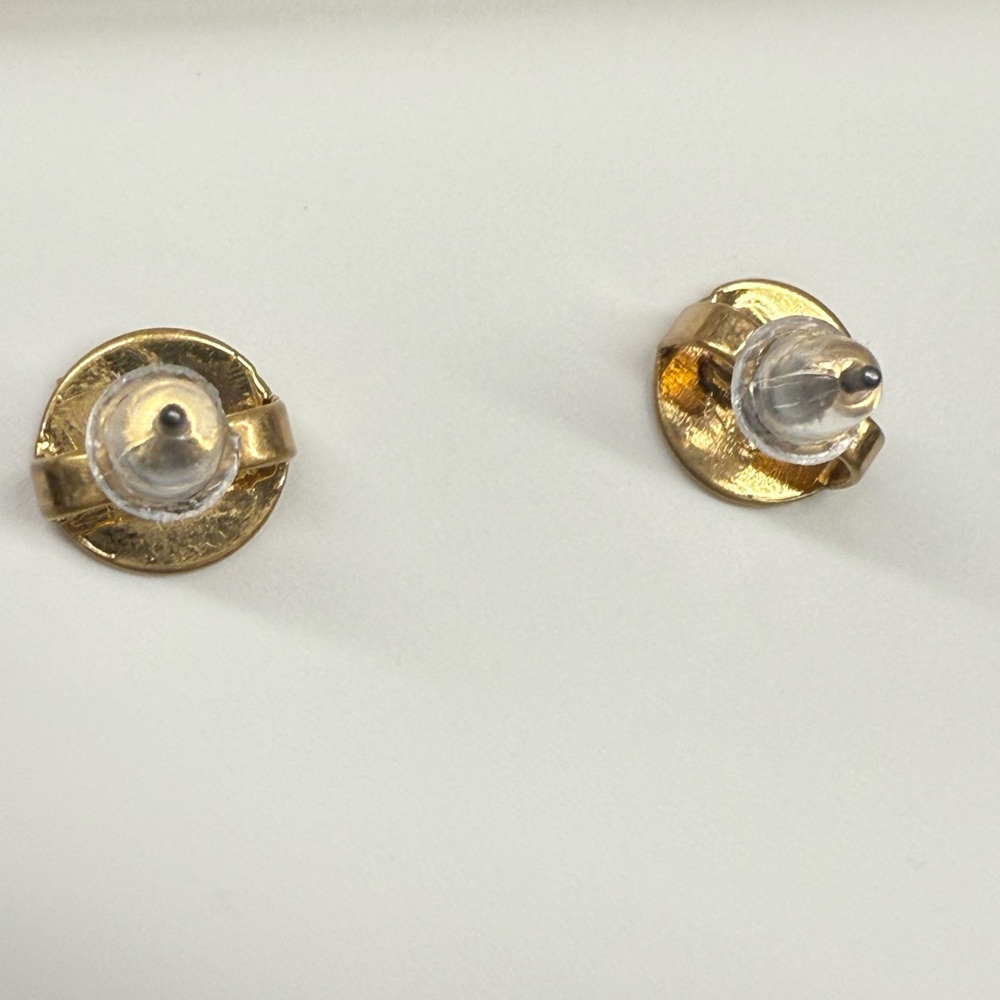 Tory Burch Gold and Pearlesque Lavender Square Earrings - Picture 4 of 4